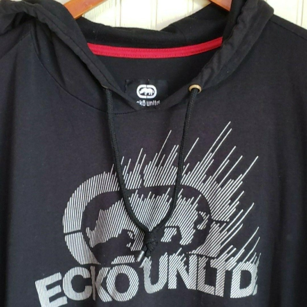 Ecko Unltd Hoodie Mens 3XL Black Graphic Logo RAW UNCUT Pullover Jersey Top